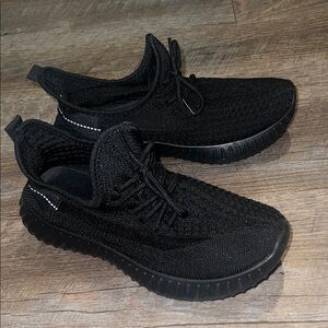 Sleek Black Knit Sneakers